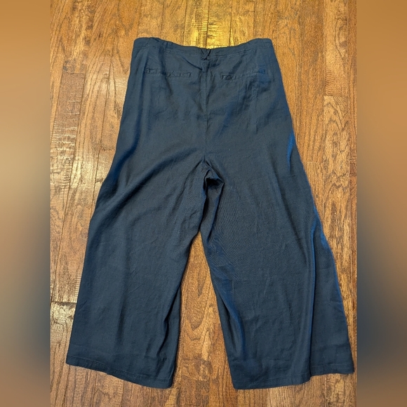 Wide Leg cropped linen Pants navy blue, Plus Size 24W NWT - Picture 10 of 12